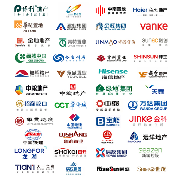统一科技服务地产客户数量统计图，其中涵盖央国企及头部民营房企